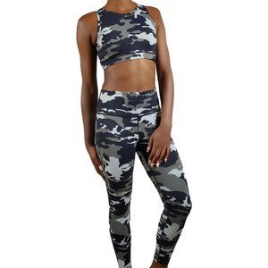 NWT Mono B Jungle Camo Triple Strap Sports Bra & Leggings Set